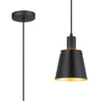 Mattson Single Pendant, 16cm x 14cm Shade, 1 x E27, Sand Black/Black/Gold Metal Shade