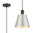 Mattson Single Pendant, 23cm x 18cm Shade, 1 x E27, Sand Black/Light Grey/Silver Metal Shade
