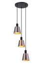 Mattson Round Pendant, 16cm x 14cm Shade, 3 x E27, Sand Black/Brown/Copper Metal Shade
