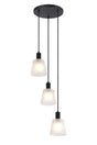 Mattson Round Pendant, 16cm x 14cm Shade, 3 x E27, Sand Black/Frosted White Glass Shade