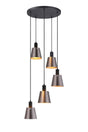 Mattson Round Pendant, 16cm x 14cm Shade, 5 x E27, Sand Black/Brown/Copper Metal Shade