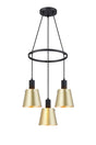 Mattson Ring Pendant, 16cm x 14cm Shade, 3 x E27, Sand Black/Brass/Gold Metal Shade
