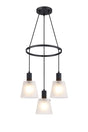 Mattson Ring Pendant, 16cm x 14cm Shade, 3 x E27, Sand Black/Frosted White Glass Shade