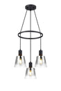 Mattson Ring Pendant, 16cm x 14cm Shade, 3 x E27, Sand Black/Smoke Faded Glass Shade