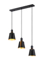 Mattson Linear Pendant, 16cm x 14cm Shade, 3 x E27, Sand Black/Black/Gold Metal Shade