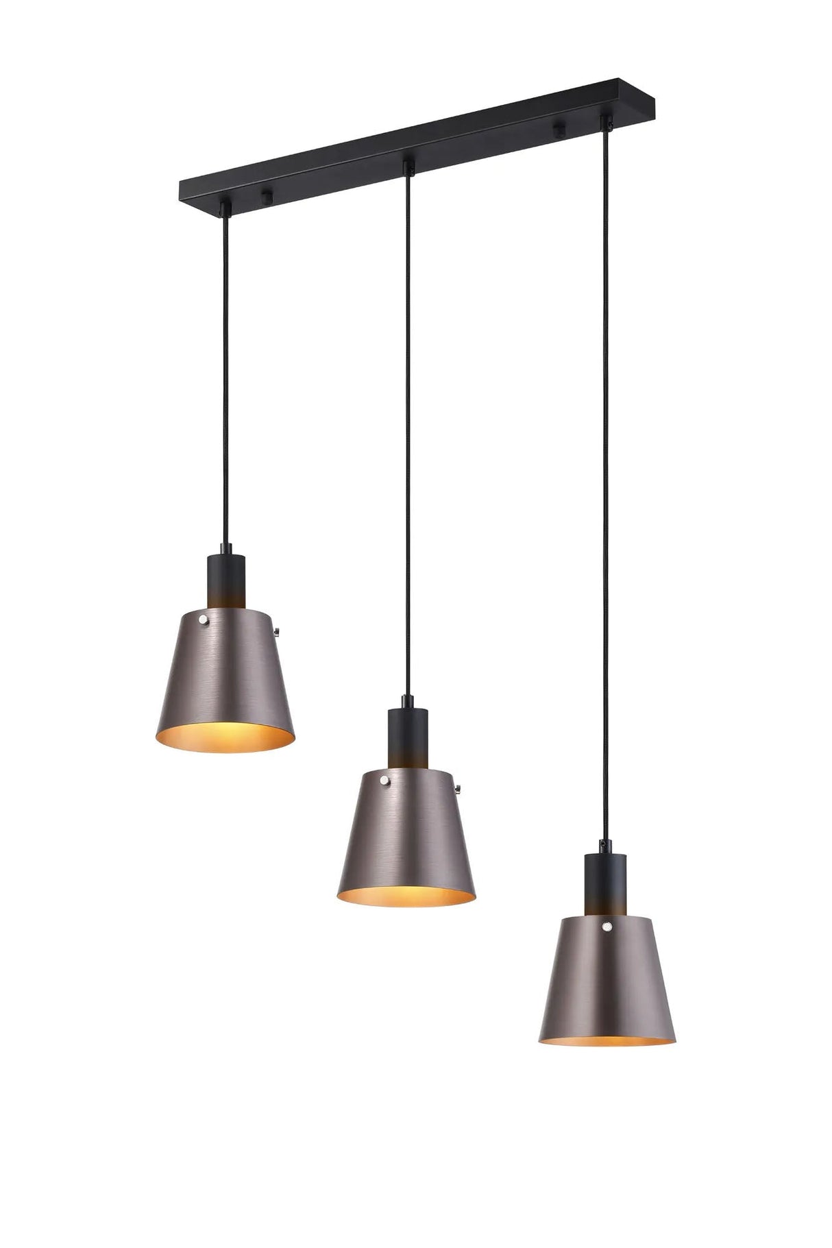Mattson Linear Pendant, 16cm x 14cm Shade, 3 x E27, Sand Black/Brown/Copper Metal Shade