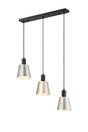 Mattson Linear Pendant, 16cm x 14cm Shade, 3 x E27, Sand Black/Light Grey/Silver Metal Shade