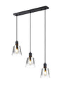 Mattson Linear Pendant, 16cm x 14cm Shade, 3 x E27, Sand Black/Smoke Faded Glass Shade