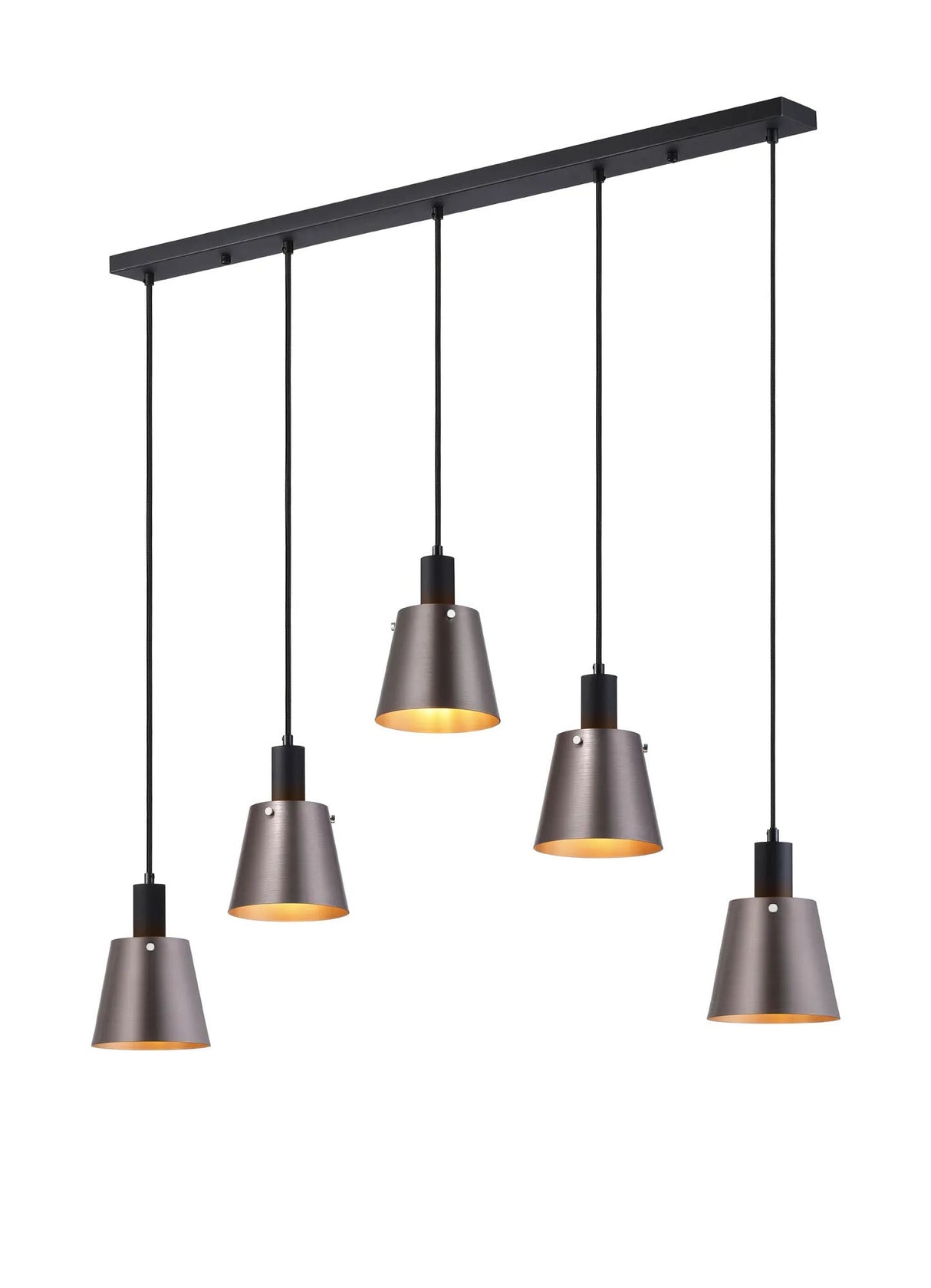 Mattson Linear Pendant, 16cm x 14cm Shade, 5 x E27, Sand Black/Brown/Copper Metal Shade