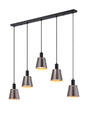 Mattson Linear Pendant, 16cm x 14cm Shade, 5 x E27, Sand Black/Brown/Copper Metal Shade