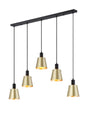 Mattson Linear Pendant, 16cm x 14cm Shade, 5 x E27, Sand Black/Brass/Gold Metal Shade