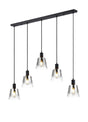 Mattson Linear Pendant, 16cm x 14cm Shade, 5 x E27, Sand Black/Smoke Faded Glass Shade