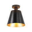 Mattson Ceiling Light, 23cm x 18cm Shade, 1 x E27, Sand Black/Black/Gold Metal Shade