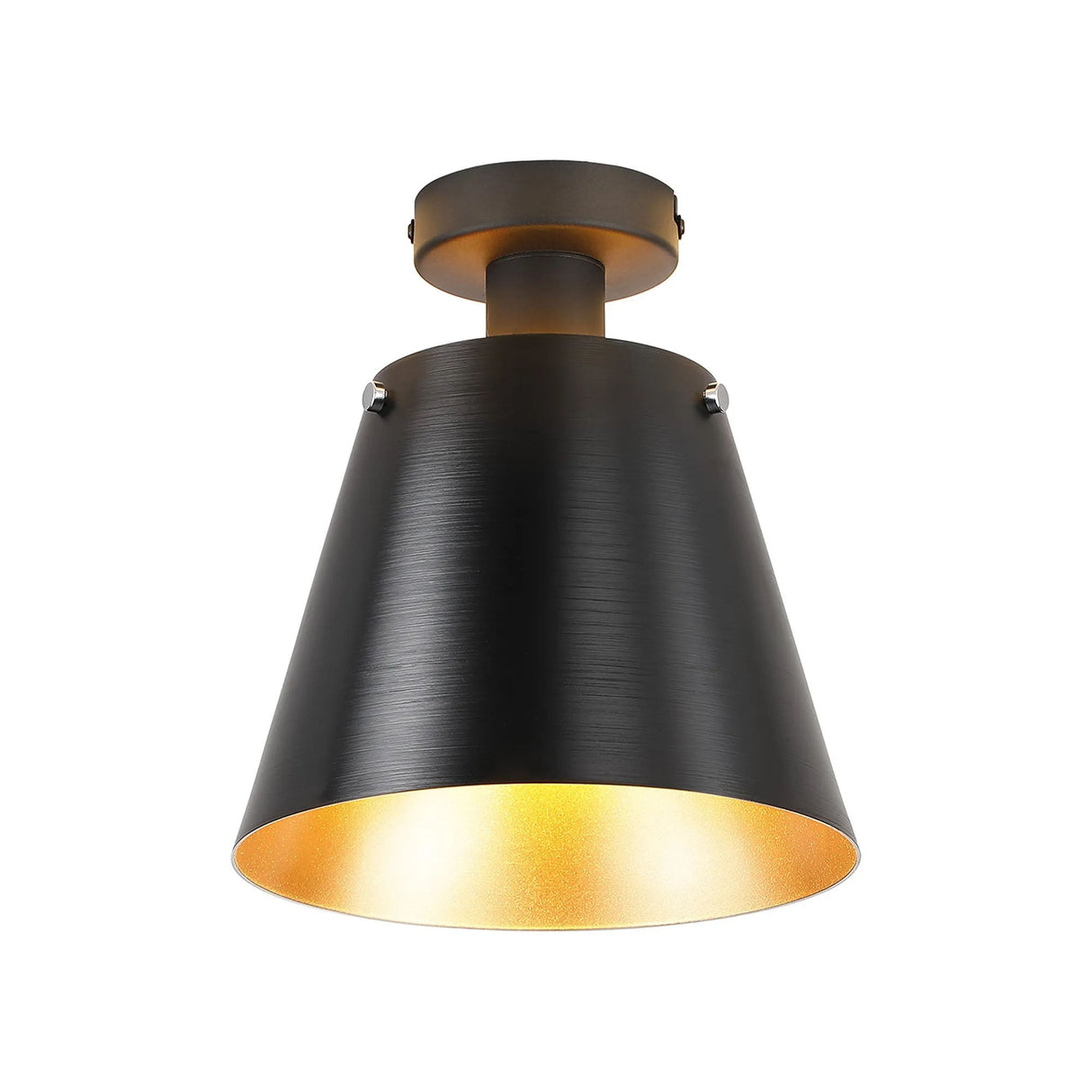 Mattson Ceiling Light, 23cm x 18cm Shade, 1 x E27, Sand Black/Black/Gold Metal Shade
