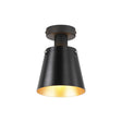 Mattson Ceiling Light, 16cm x 14cm Shade, 1 x E27, Sand Black/Black/Gold Metal Shade