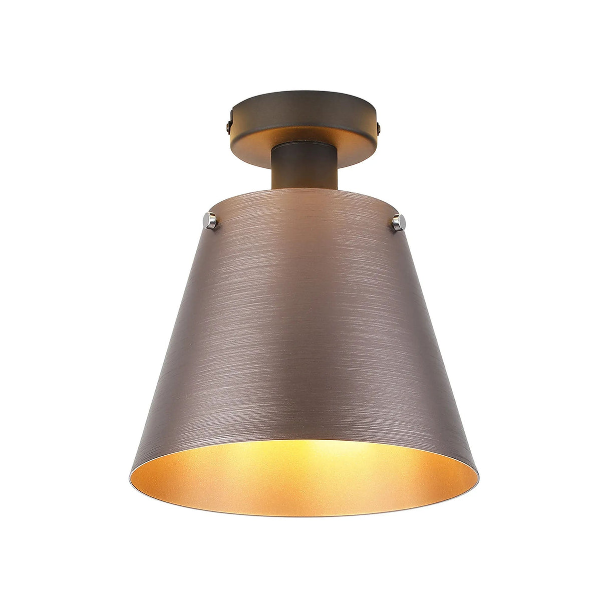 Mattson Ceiling Light, 23cm x 18cm Shade, 1 x E27, Sand Black/Brown/Copper Metal Shade