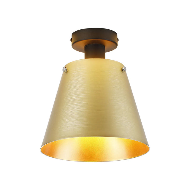 Mattson Ceiling Light, 23cm x 18cm Shade, 1 x E27, Sand Black/Brass/Gold Metal Shade