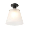 Mattson Ceiling Light, 25cm x 15cm Shade, 1 x E27, Sand Black/Frosted White Glass Shade