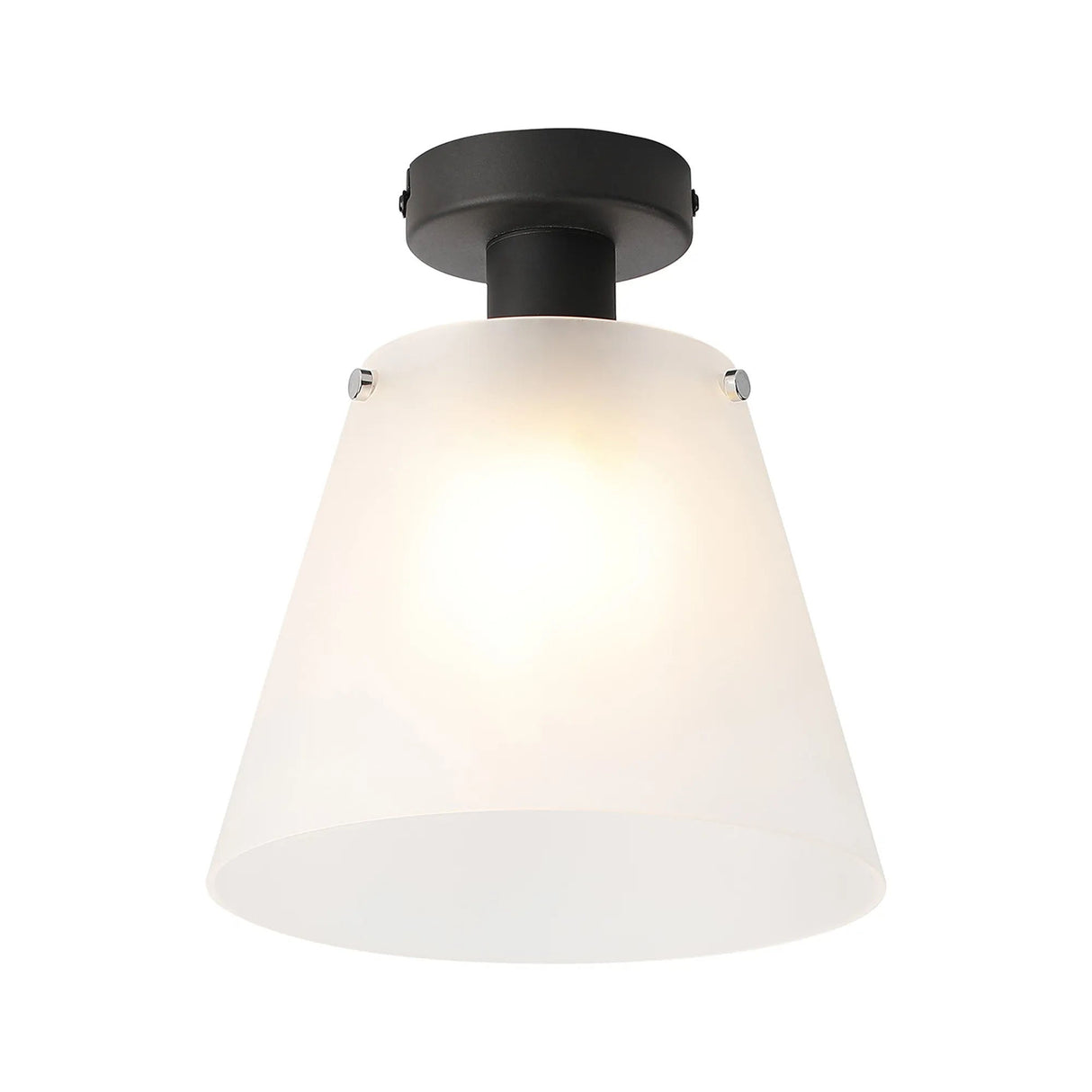 Mattson Ceiling Light, 25cm x 15cm Shade, 1 x E27, Sand Black/Frosted White Glass Shade