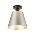 Mattson Ceiling Light, 23cm x 18cm Shade, 1 x E27, Sand Black/Light Grey/Silver Metal Shade
