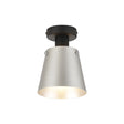 Mattson Ceiling Light, 16cm x 14cm Shade, 1 x E27, Sand Black/Light Grey/Silver Metal Shade