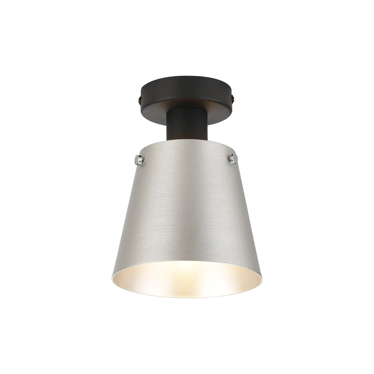 Mattson Ceiling Light, 16cm x 14cm Shade, 1 x E27, Sand Black/Light Grey/Silver Metal Shade