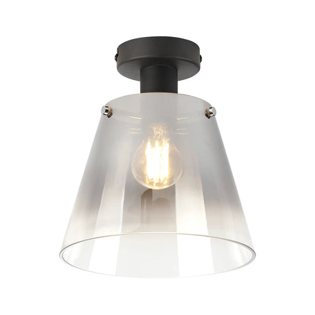 Mattson Ceiling Light, 25cm x 15cm Shade, 1 x E27, Sand Black/Smoke Faded Glass Shade