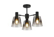 Mattson Semi Ceiling x Adjustable Arms, 16cm x 14cm Shade, 3 x E27, Sand Black/Smoke Faded Glass Shade
