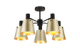 Mattson Semi Ceiling x Adjustable Arms, 16cm x 14cm Shade, 5 x E27, Sand Black/Brass/Gold Metal Shade