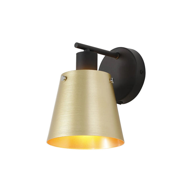 Mattson Wall x Switched, 16cm x 14cm Shade, 1 x E27, Sand Black/Brass/Gold Metal Shade