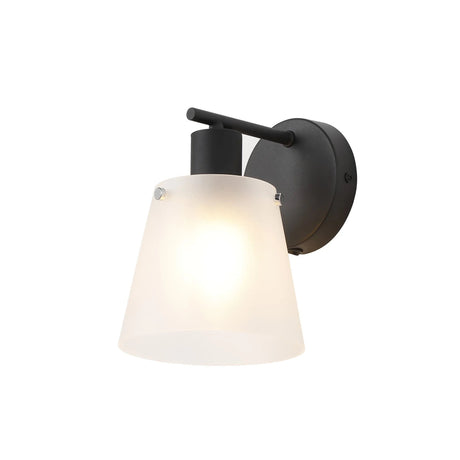 Mattson Wall x Switched, 16cm x 14cm Shade, 1 x E27, Sand Black/Frosted White Glass Shade