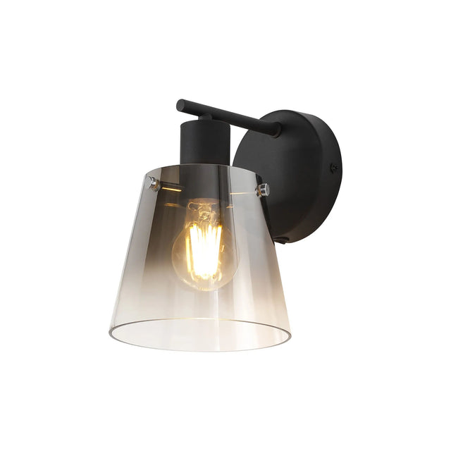 Mattson Wall x Switched, 16cm x 14cm Shade, 1 x E27, Sand Black/Smoke Faded Glass Shade