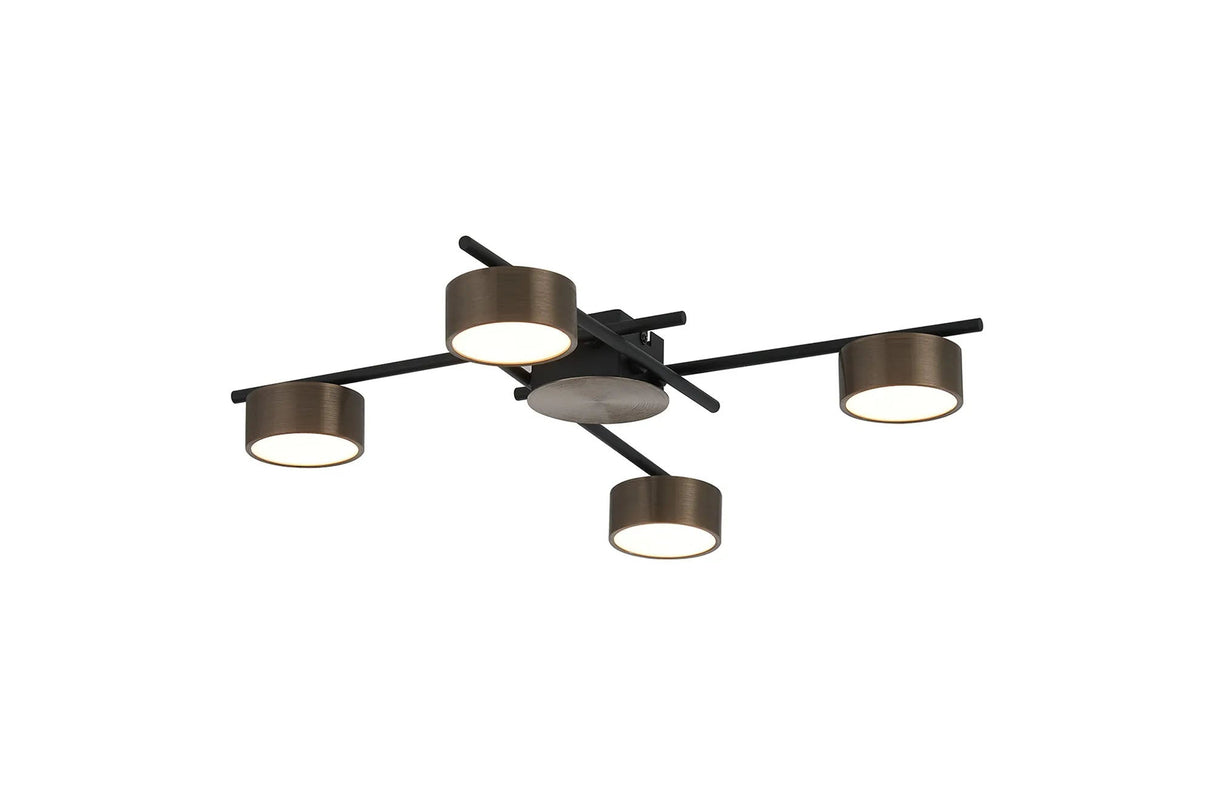 Mcdermott Ceiling 4 Light, 24W LED, 3000K, Light Coffee/Sand Black