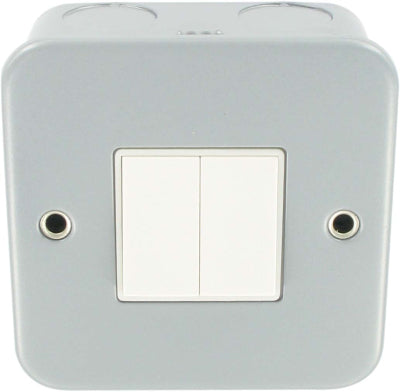 Deligo Metal Clad Switch 10A 2 Gang - MCR22