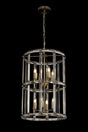 Ellison Medium Round Column Pendant, 8 x E27, Antique Brass