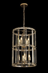 Ellison Medium Round Column Pendant, 8 x E27, French Gold