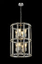 Ellison Medium Round Column Pendant, 8 x E27, Polished Nickel