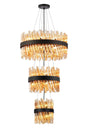 Melville 3 Tier 25cm + 40cm + 60cm Pendant, 6 + 10 + 18 Light G9, Satin Black/Amber
