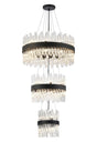 Melville 3 Tier 25cm + 40cm + 60cm Pendant, 6 + 10 + 18 Light G9, Satin Black/Clear