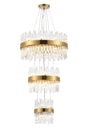 Melville 3 Tier 25cm + 40cm + 60cm Pendant, 6 + 10 + 18 Light G9, Brass/Clear