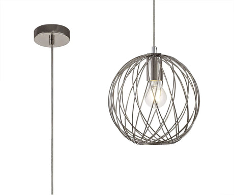 Melville Sphere Pendant, 1 x E27, Polished Nickel
