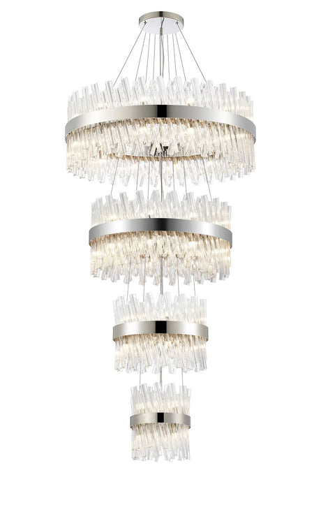 Melville 4 Tier 25cm + 40cm + 60cm + 80cm Pendant, 6 + 10 + 18 + 24 Light G9, Polished Nickel/Clear