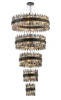 Melville 5 Tier 25cm + 40cm + 60cm + 80cm + 1m Pendant, 6 + 10 + 18 + 24 + 32 Light G9, Black/Smoke