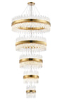 Melville 5 Tier 25cm + 40cm + 60cm + 80cm + 1m Pendant, 6 + 10 + 18 + 24 + 32 Light G9, Brass/Clear