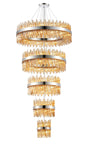 Melville 5 Tier 25cm + 40cm + 60cm + 80cm + 1m Pendant, 6 + 10 + 18 + 24 + 32 Light G9, Polished Nickel/Amber