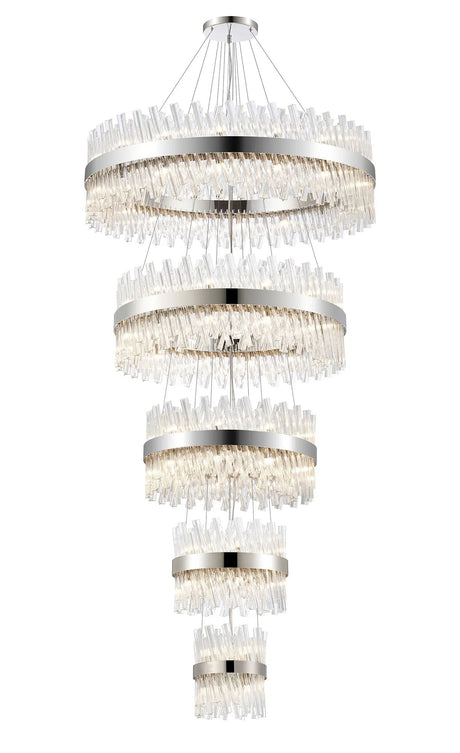 Melville 5 Tier 25cm + 40cm + 60cm + 80cm + 1m Pendant, 6 + 10 + 18 + 24 + 32 Light G9, Polished Nickel/Clear