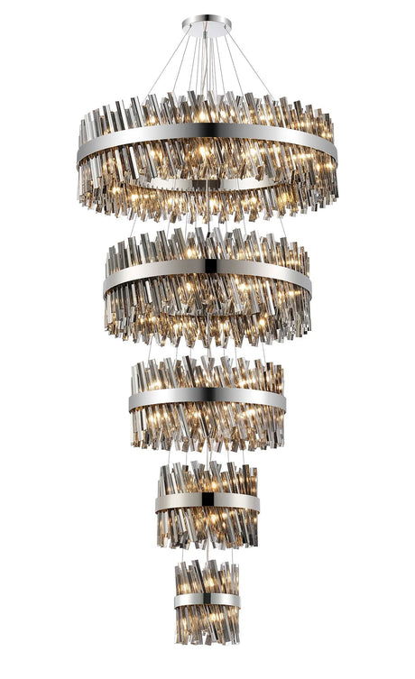 Melville 5 Tier 25cm + 40cm + 60cm + 80cm + 1m Pendant, 6 + 10 + 18 + 24 + 32 Light G9, Polished Nickel/Smoke