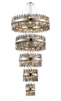 Melville 5 Tier 25cm + 40cm + 60cm + 80cm + 1m Pendant, 6 + 10 + 18 + 24 + 32 Light G9, Polished Nickel/Smoke