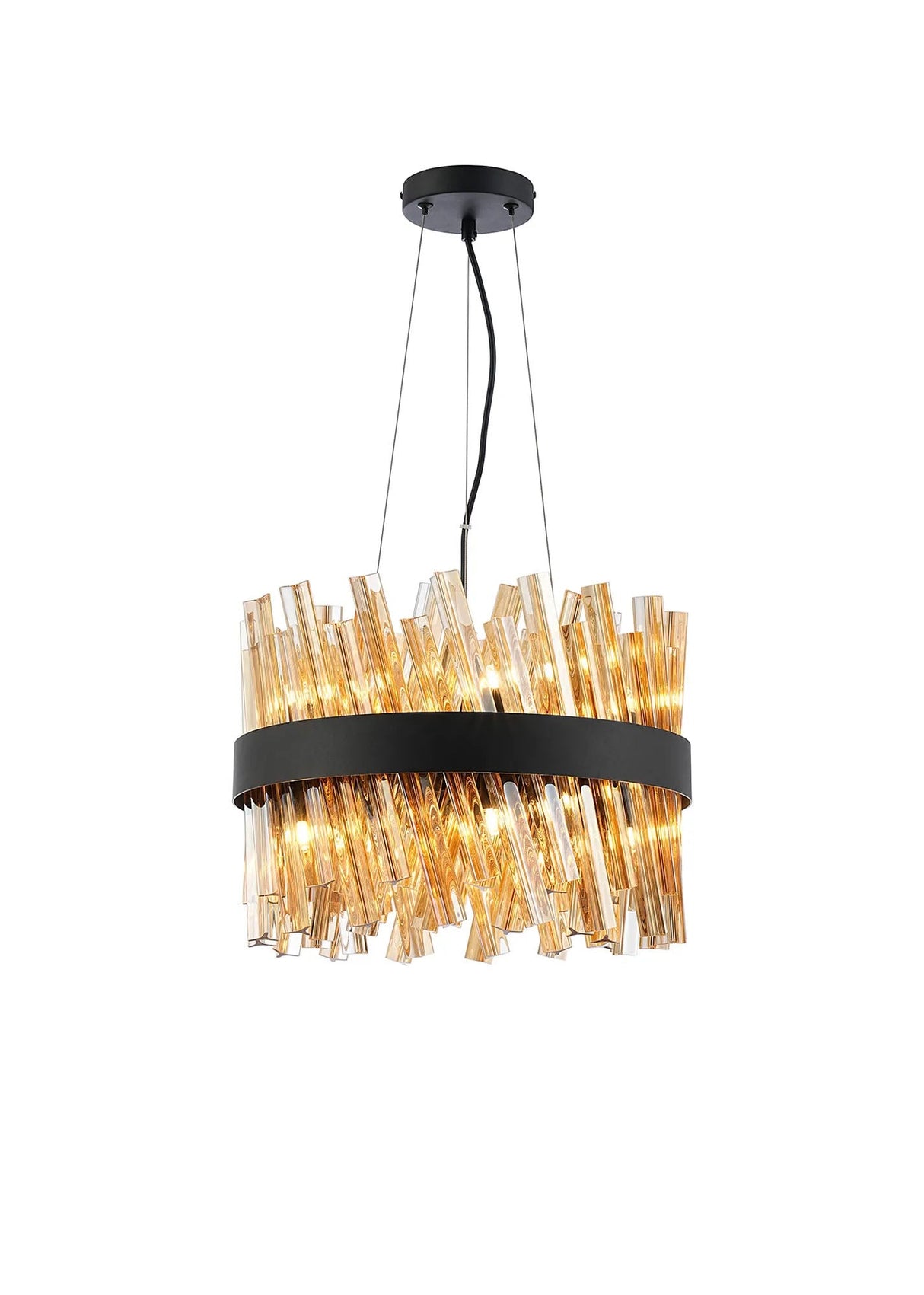 Melville 10 x G9, Pendant Round, Satin Black/Amber