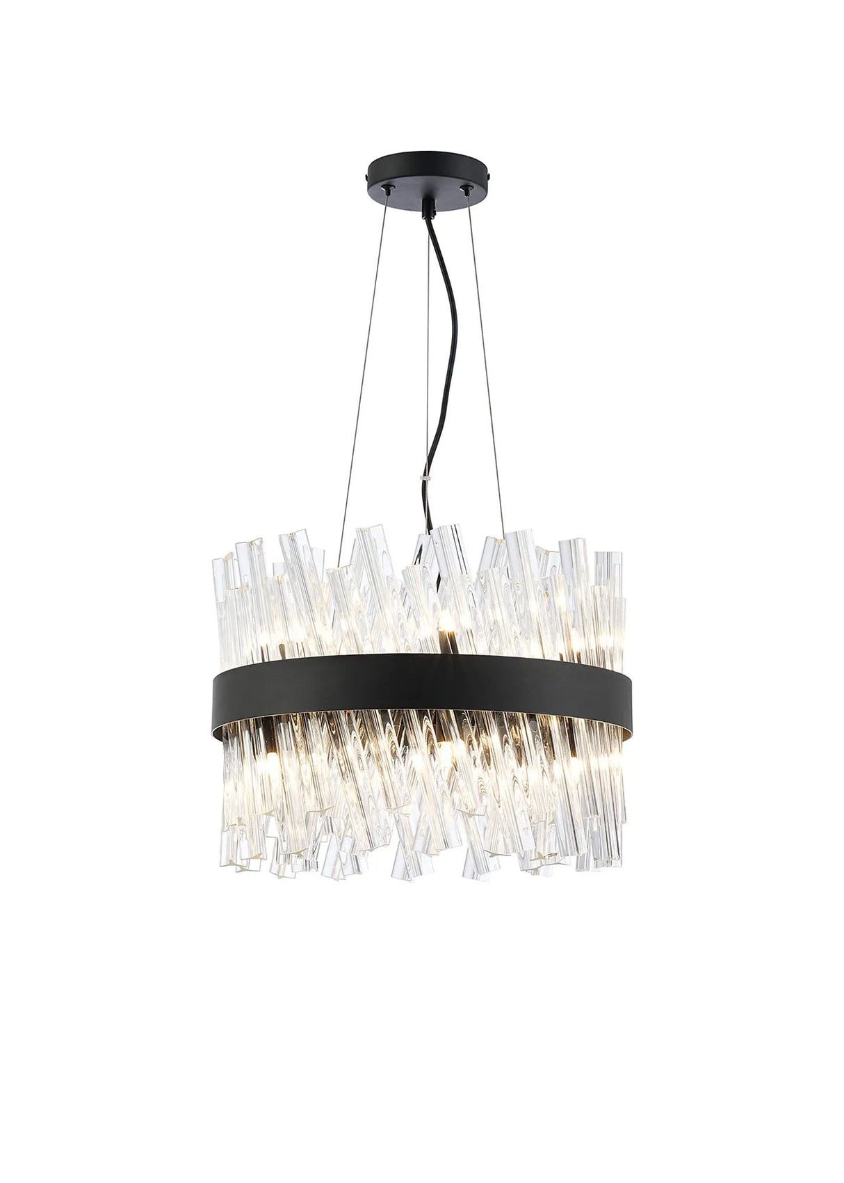 Melville 10 x G9, Pendant Round, Satin Black/Clear